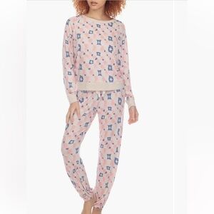 Honeydew Intimates Star Seeker Frolic Geo Pajama Set 2 Piece NWT XL Pink & Blue